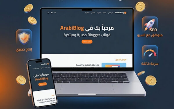 قالب ArabiBlog الحصري – المنصة المتكاملة لعرض وبيع منتجاتك الرقمية على بلوجر
